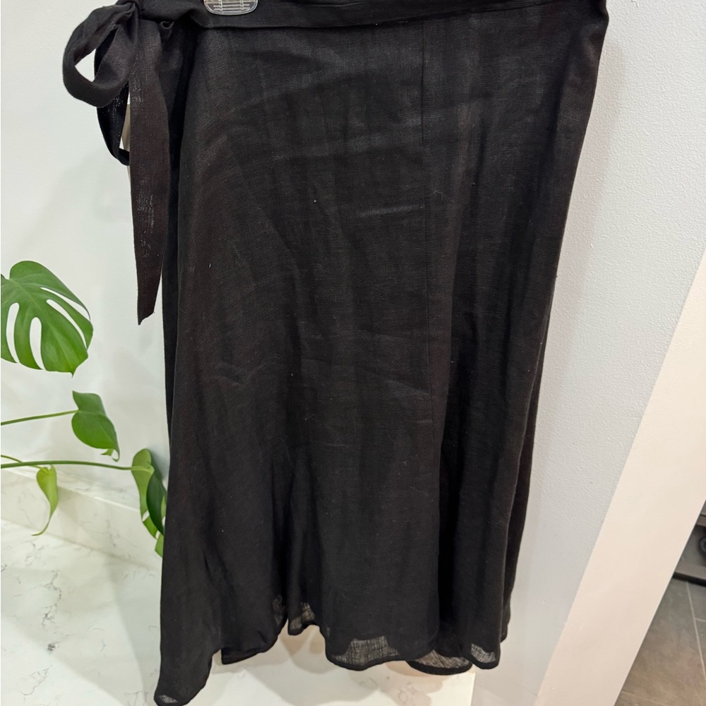 Vitamin A Lana Linen wrap skirt black NWT - Picture 8 of 8
